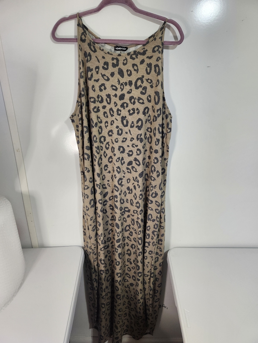 HEIMISH USA Beige Leopard Print Maxi Dress, Size 2x - Picture 1 of 7